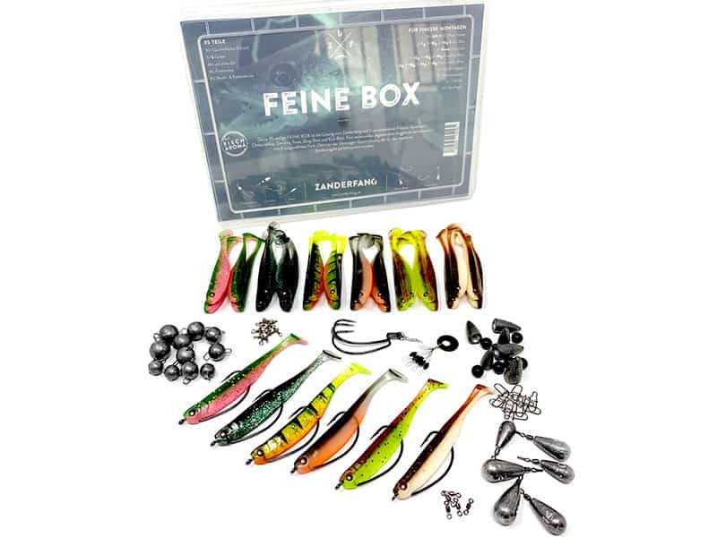 FEINE BOX mit Finesse-Gummifischen für Zanderangeln von Zanderfang